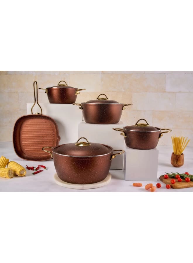 Mixed Set 14 Piece Pot 18,20,24& 28 + Grill 28+ Serving Tools Set 5 Piece As A Gift -(Oxiede)